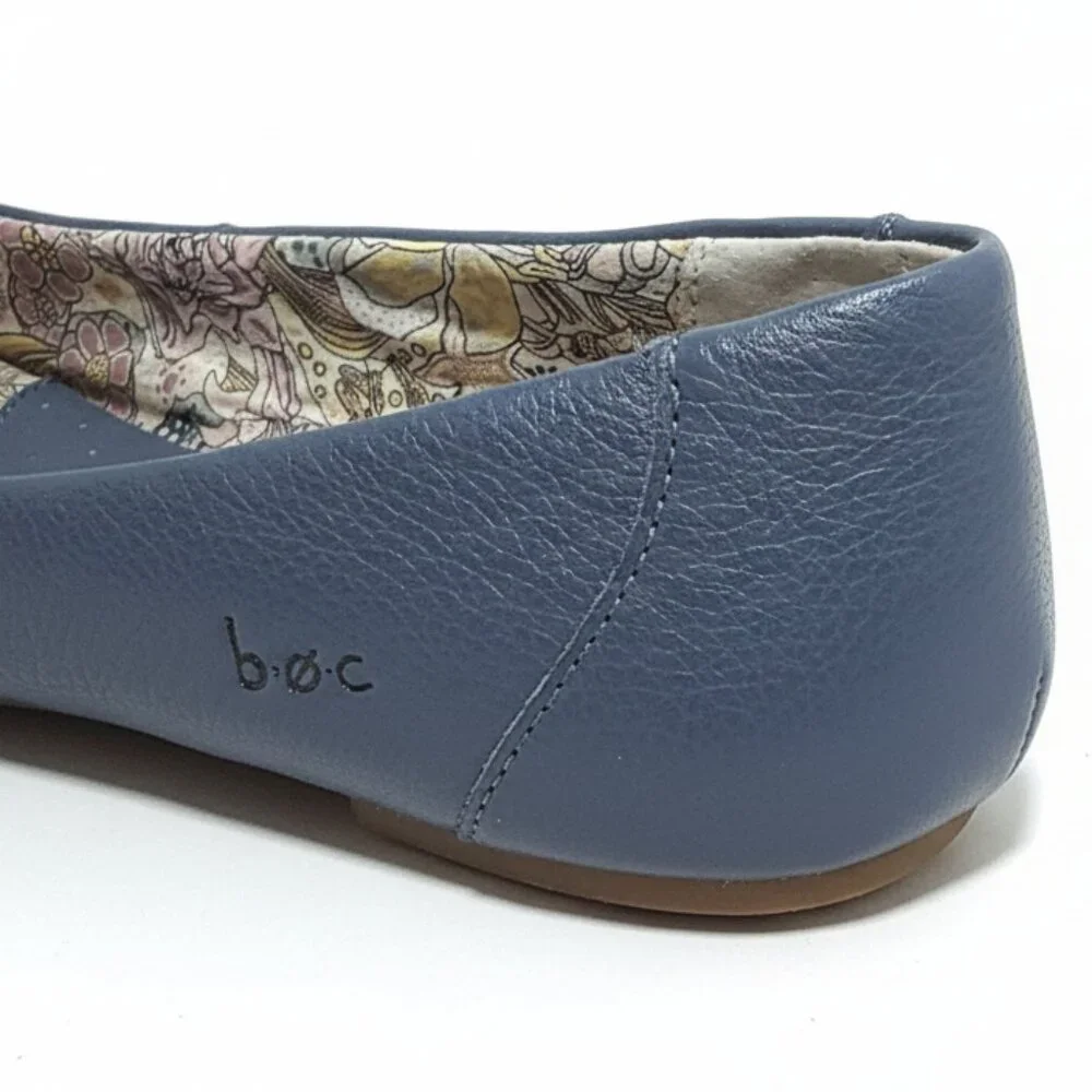b.o.c. Blue Leather Floral Ballet Flats - Size 8.5 - Picture 3 of 6